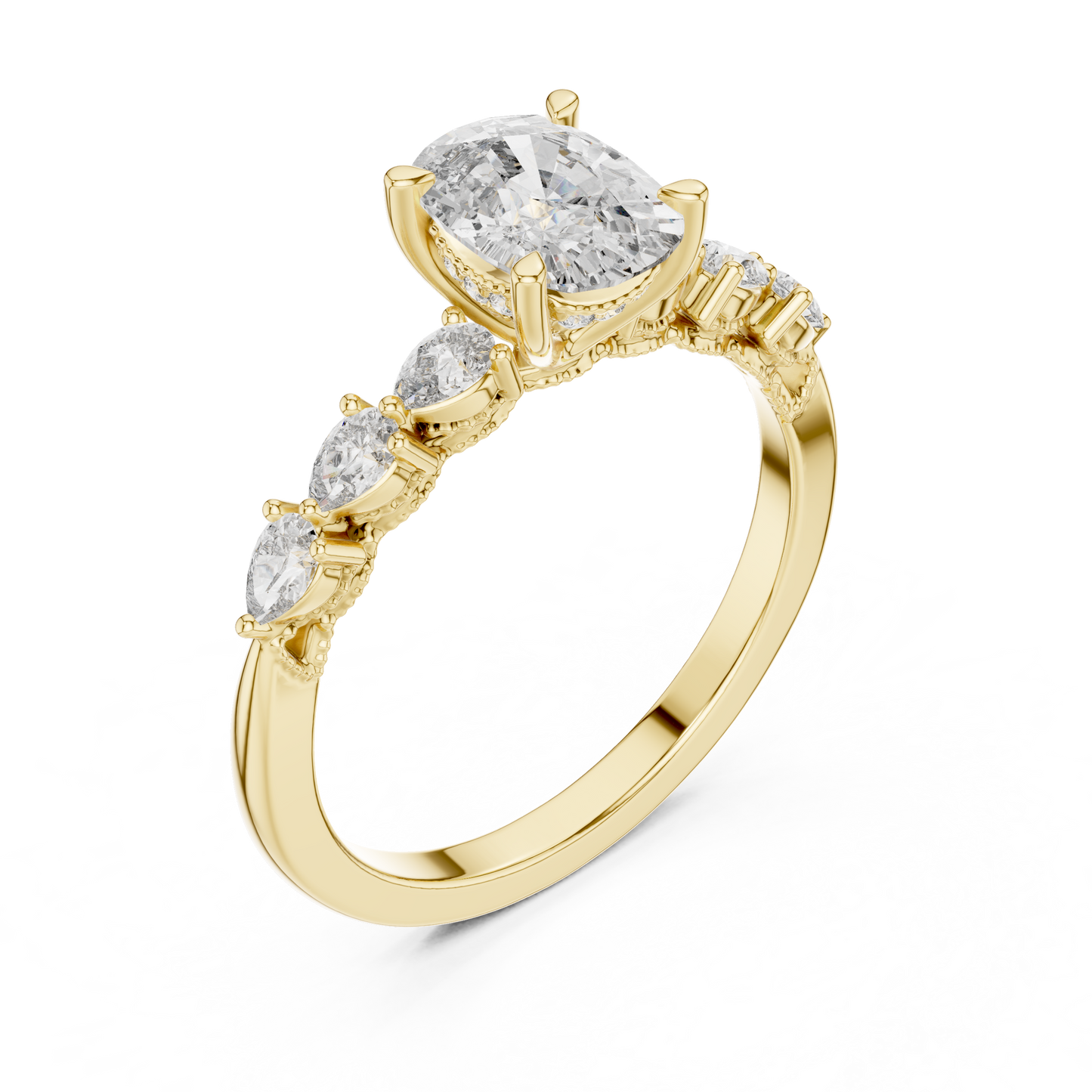 Mixed Shape Lab Grown Diamond Side Stone Ring