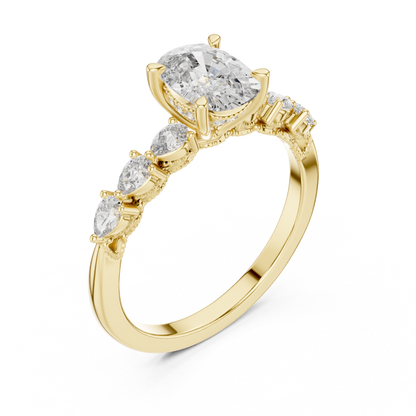 Mixed Shape Lab Grown Diamond Side Stone Ring