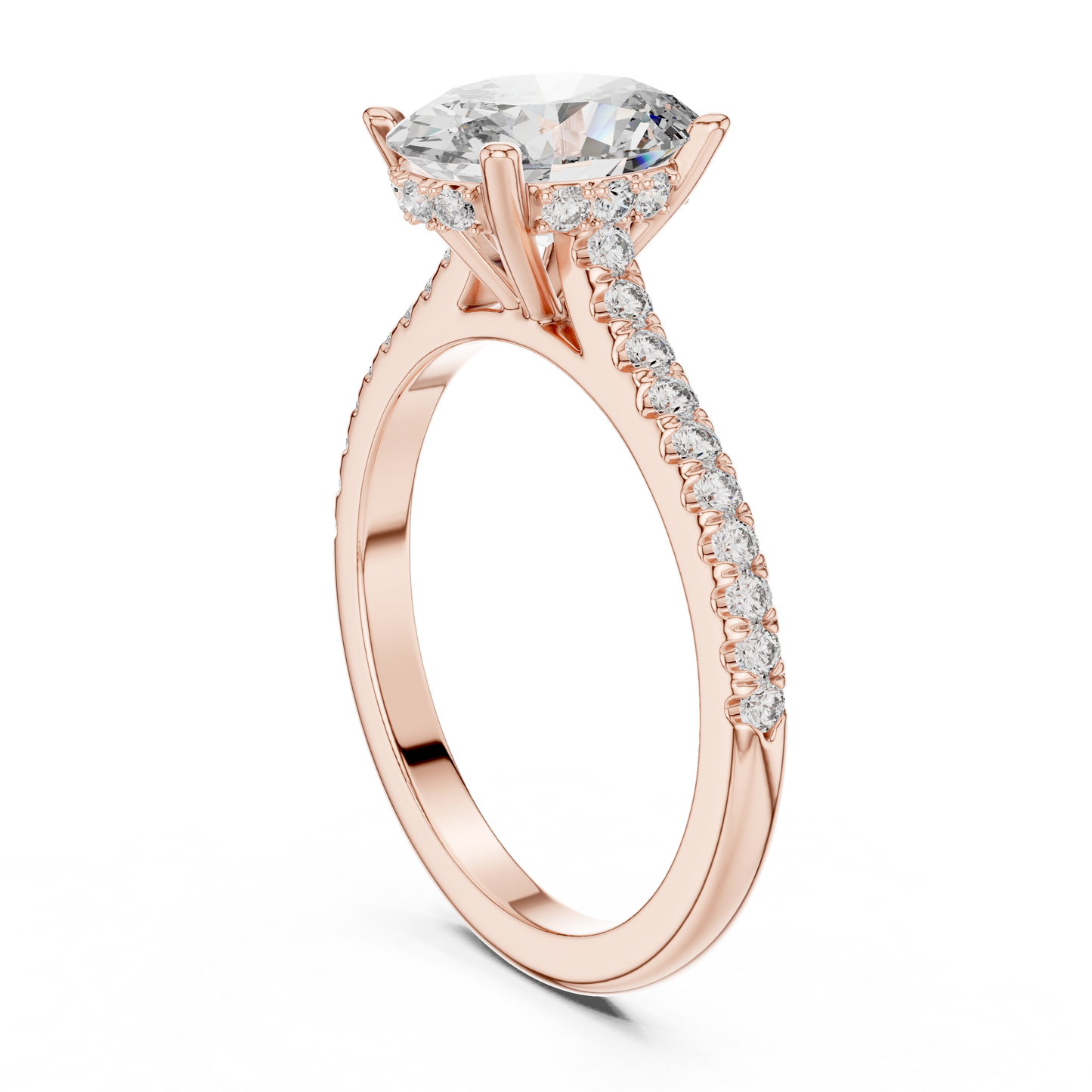 Round Side Stone Lab Grown Diamond Ring