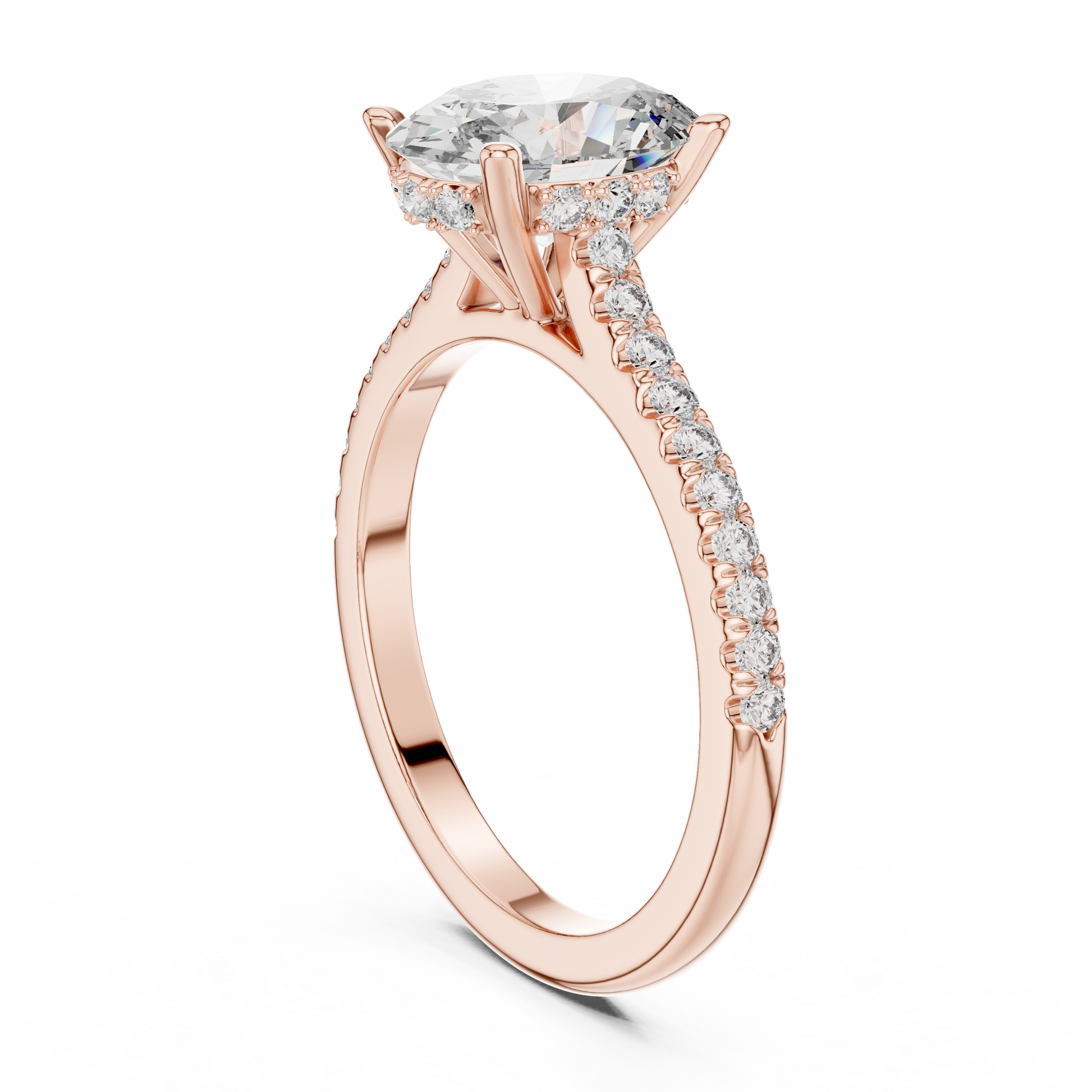 Round Side Stone Lab Grown Diamond Ring
