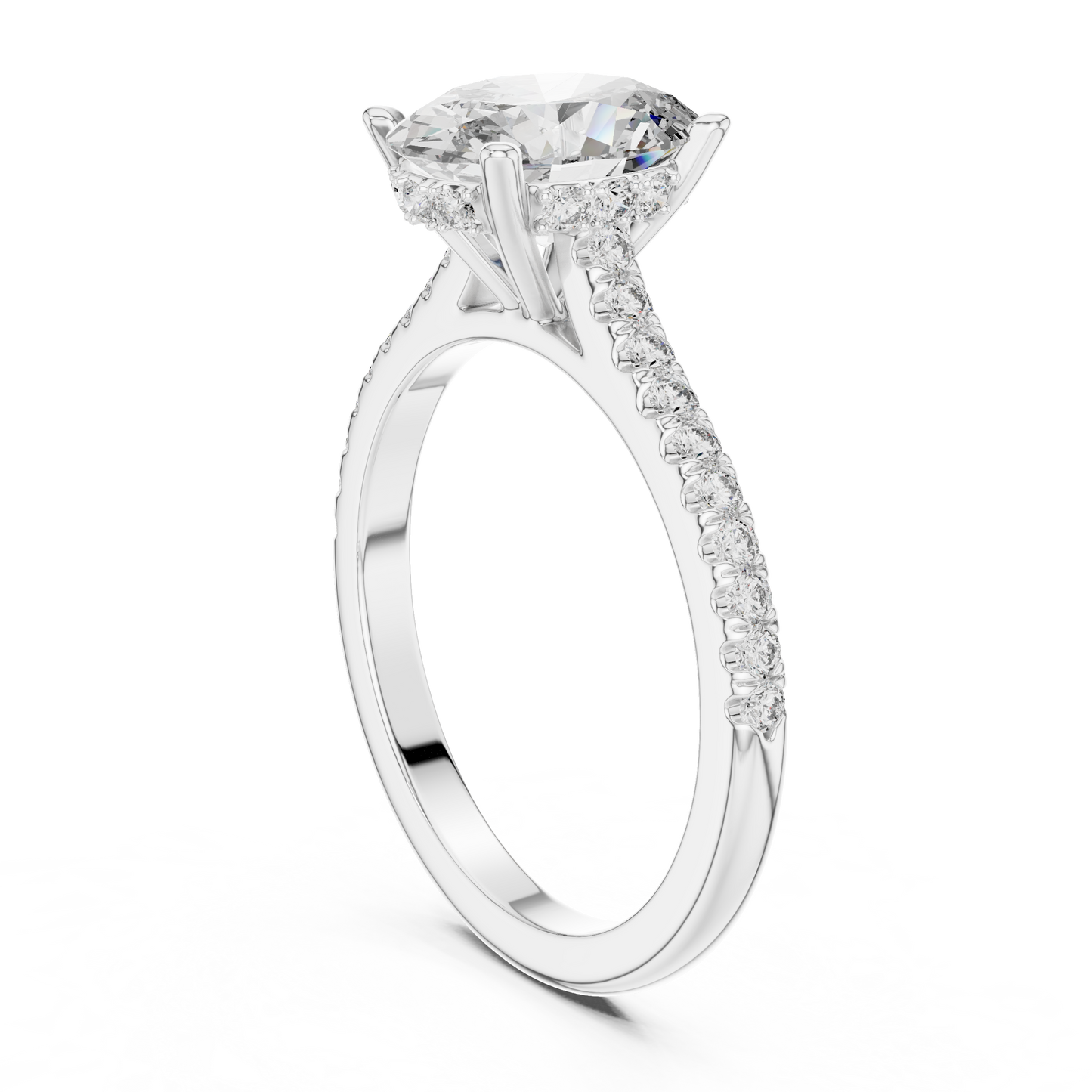 Round Side Stone Lab Grown Diamond Ring