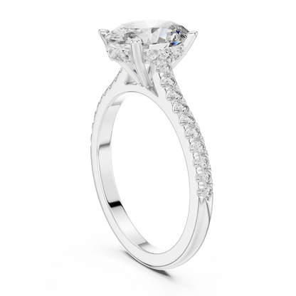 Round Side Stone Lab Grown Diamond Ring