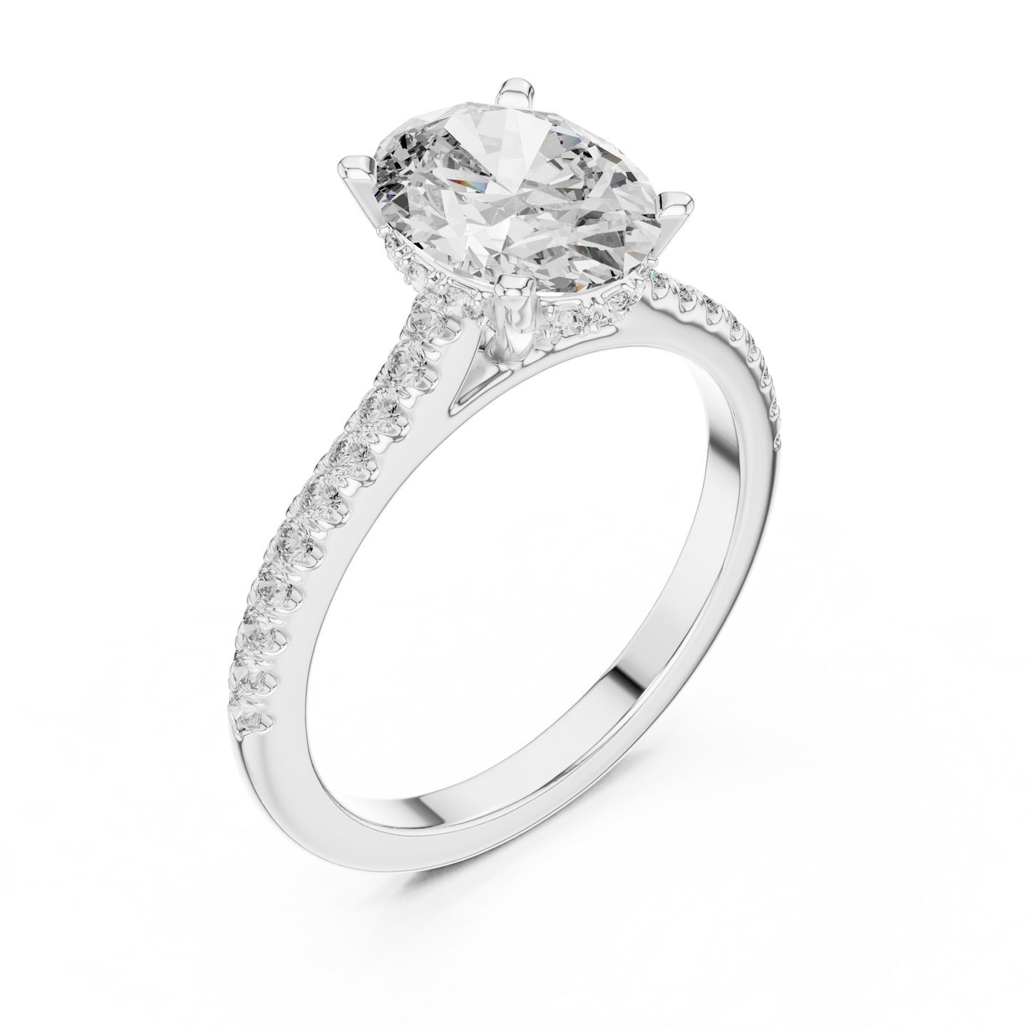 Round Side Stone Lab Grown Diamond Ring