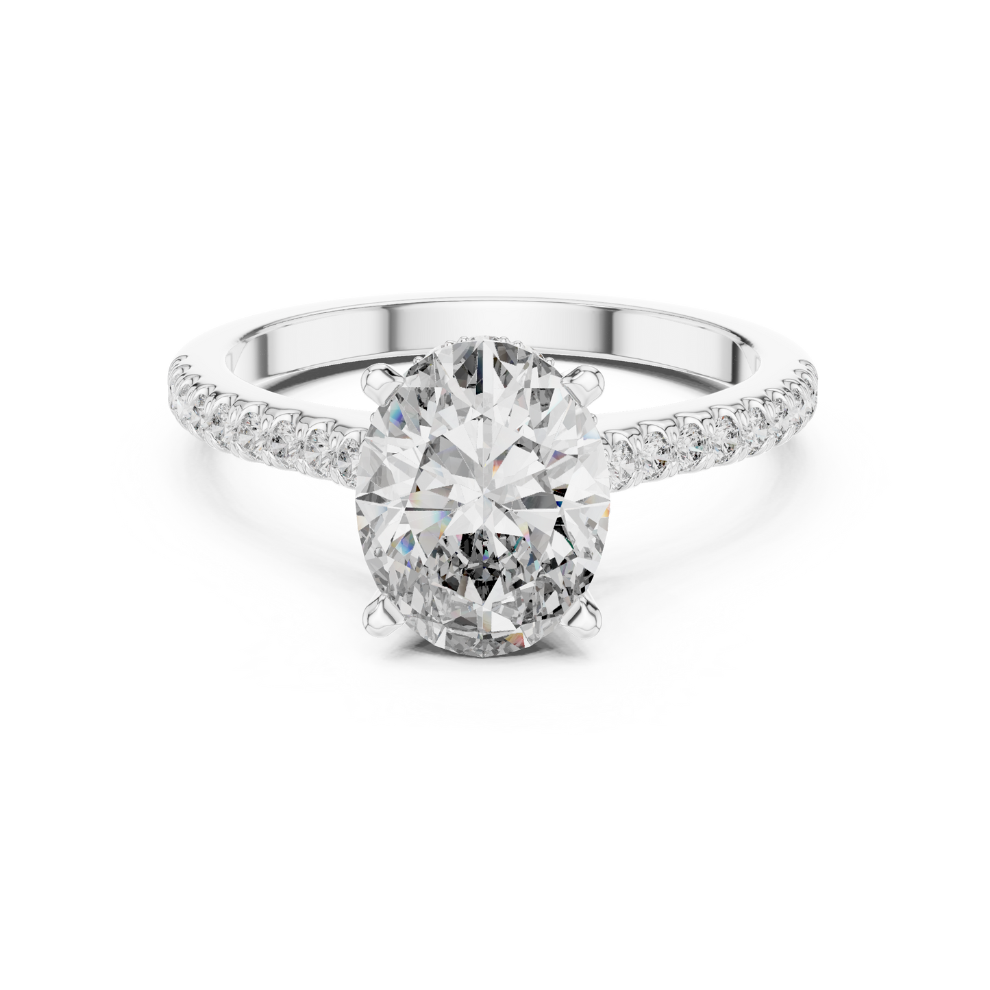 Round Side Stone Lab Grown Diamond Ring