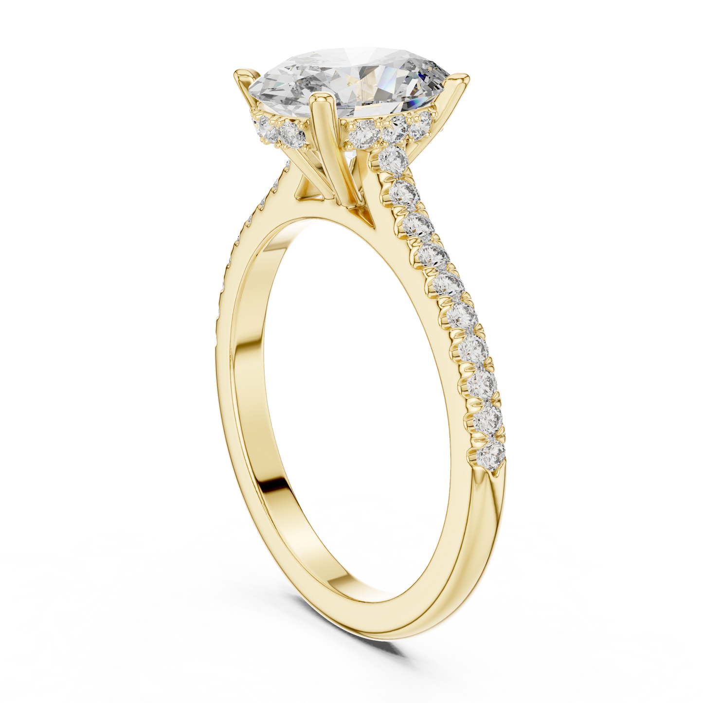Round Side Stone Lab Grown Diamond Ring