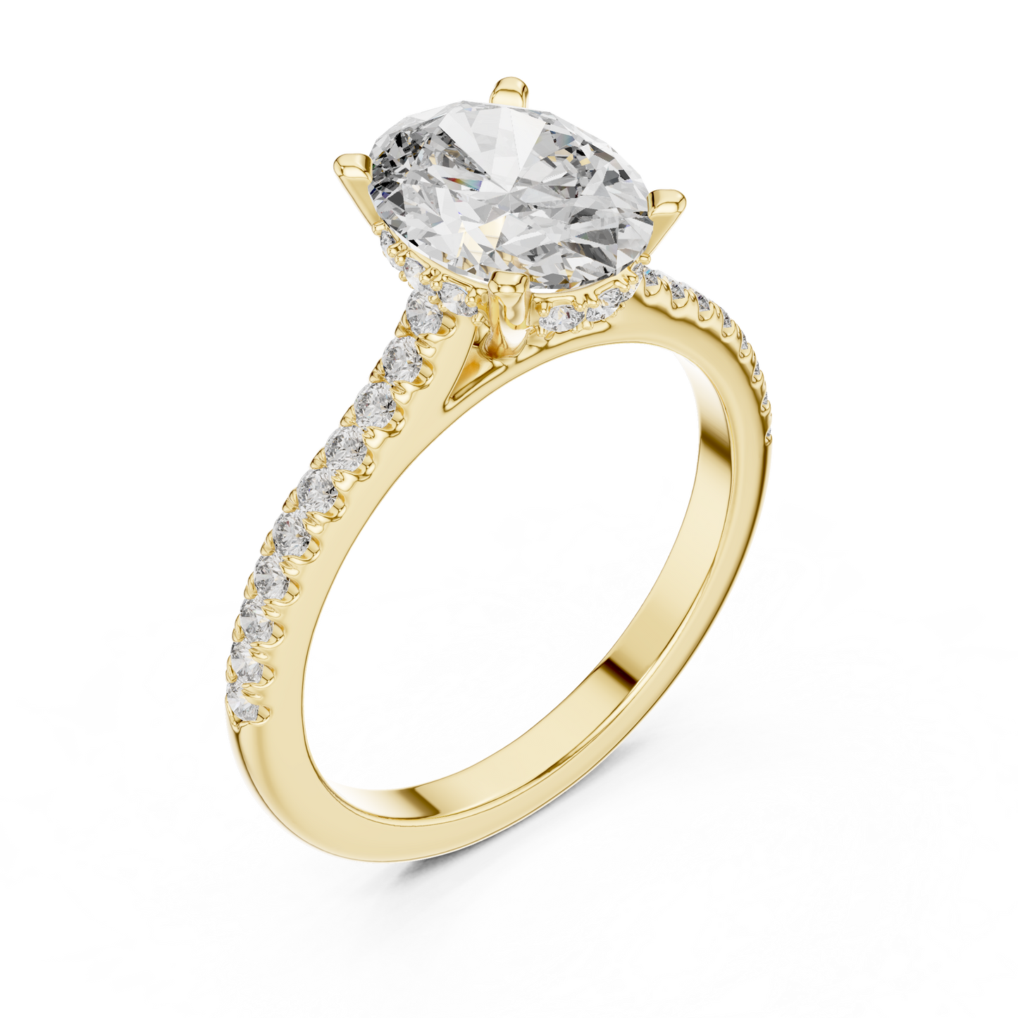 Round Side Stone Lab Grown Diamond Ring