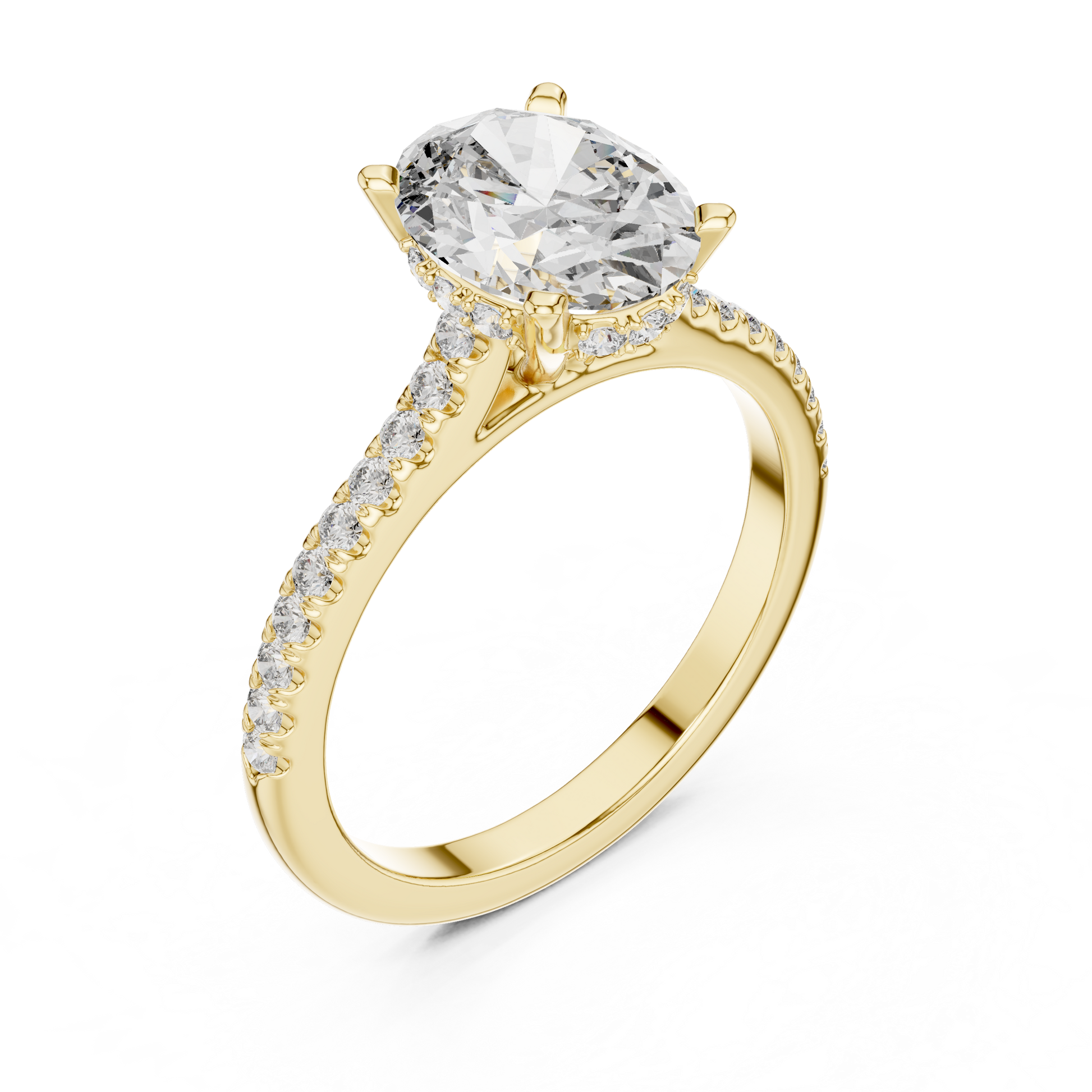 Round Side Stone Lab Grown Diamond Ring