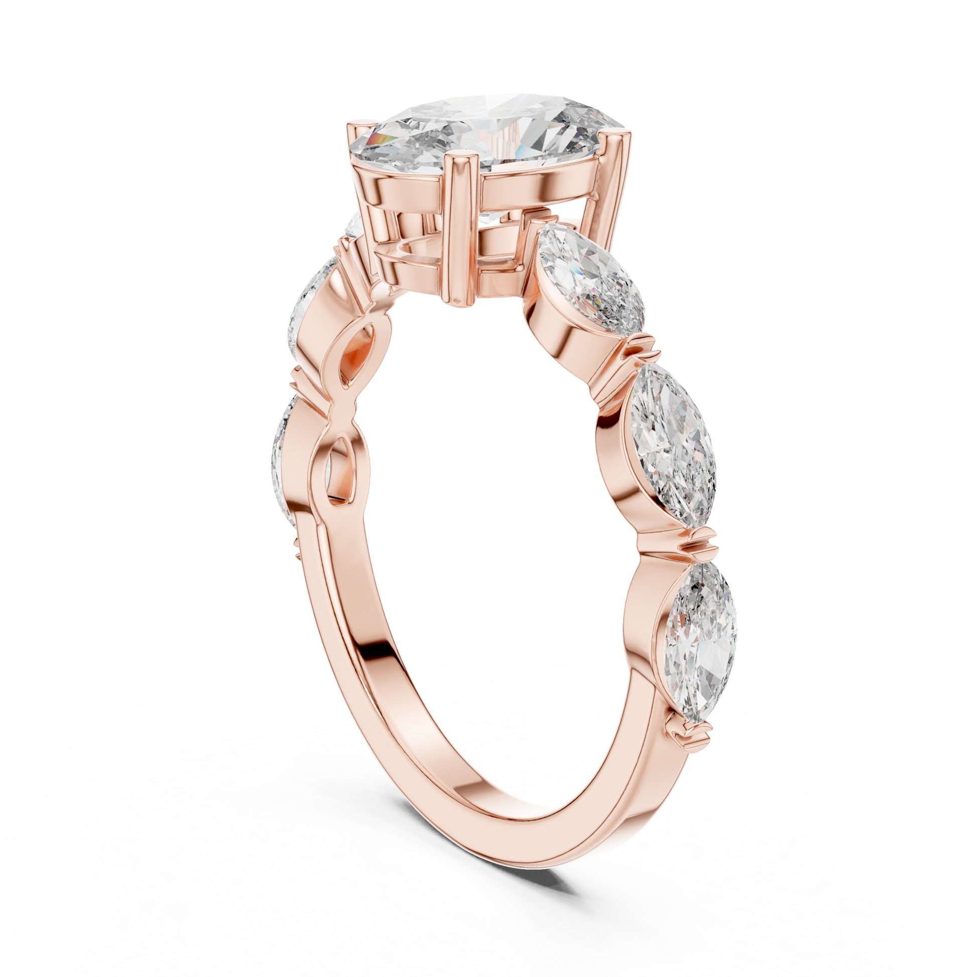 Mixed Shape Lab Grown Diamond Side Stone Ring