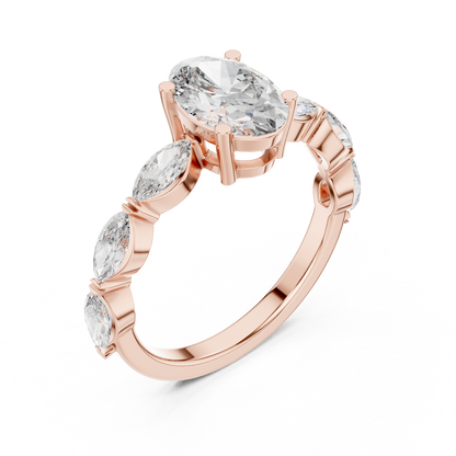 Mixed Shape Lab Grown Diamond Side Stone Ring
