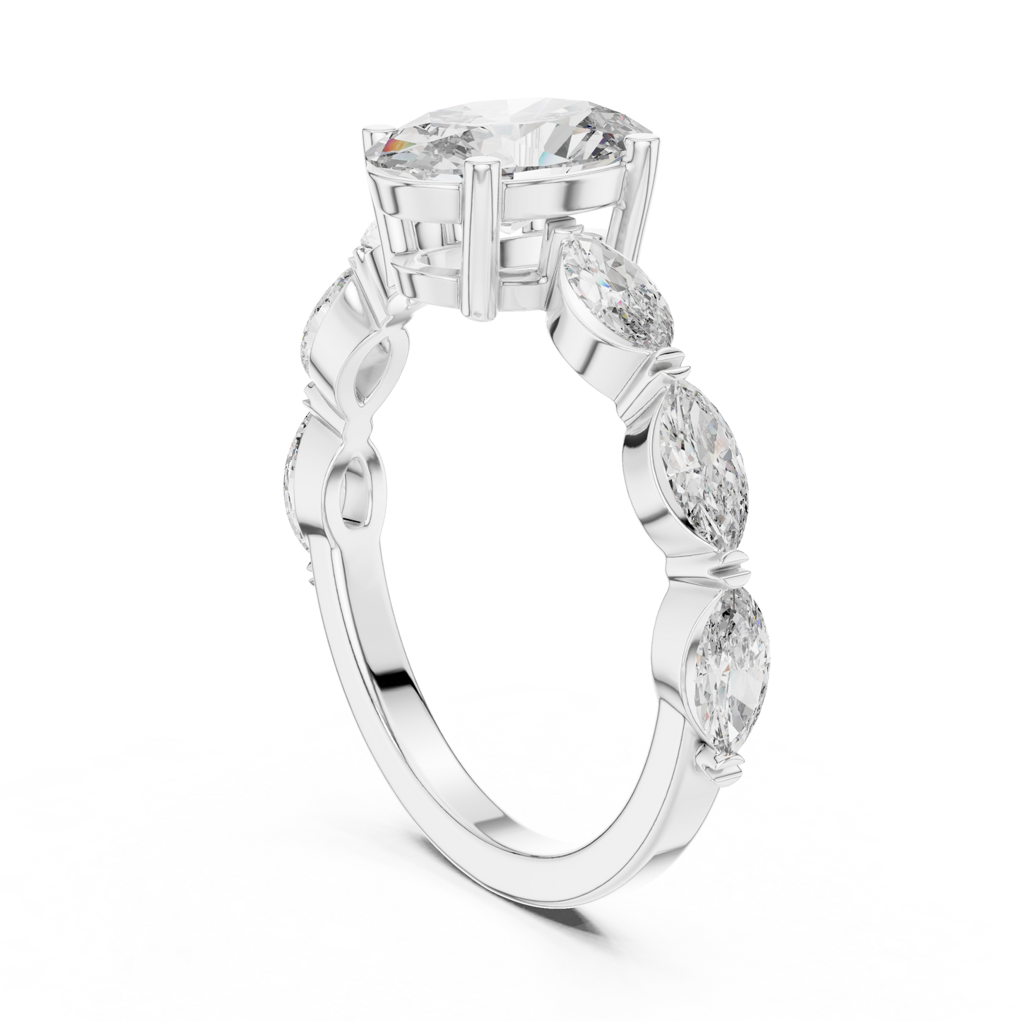 Mixed Shape Lab Grown Diamond Side Stone Ring