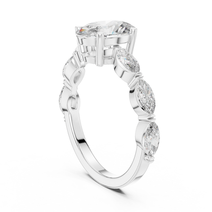 Mixed Shape Lab Grown Diamond Side Stone Ring