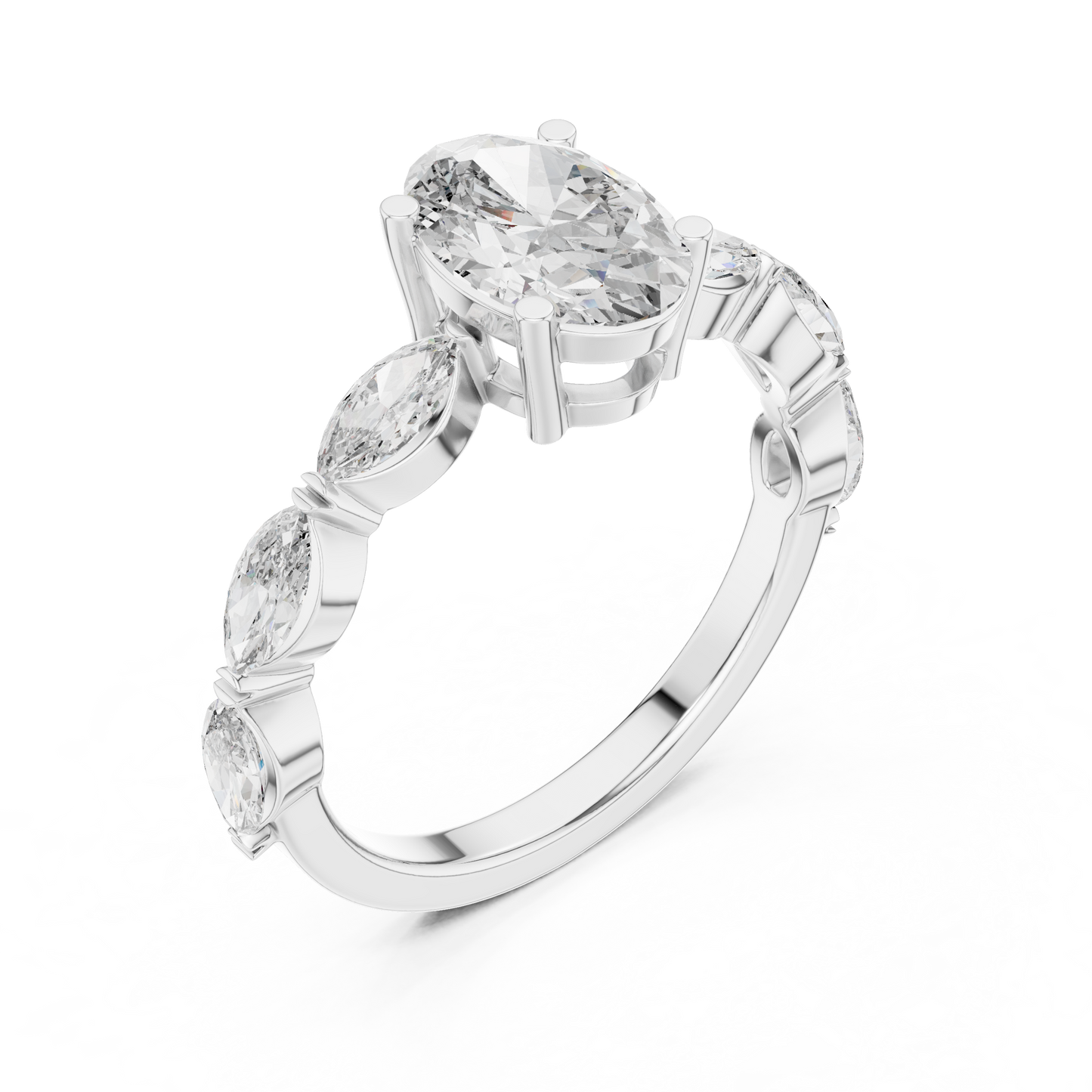 Mixed Shape Lab Grown Diamond Side Stone Ring