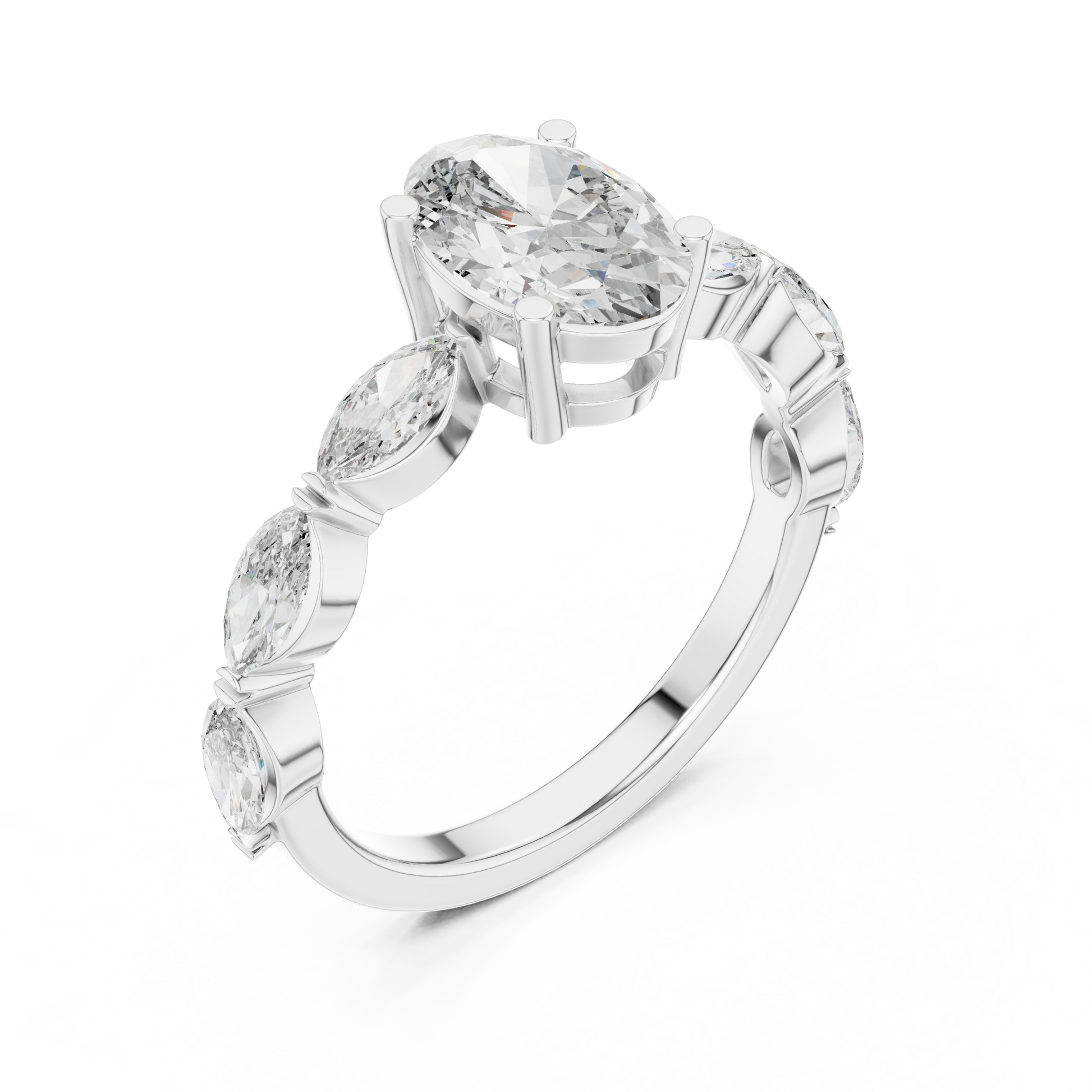 Mixed Shape Lab Grown Diamond Side Stone Ring