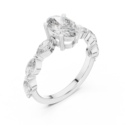 Mixed Shape Lab Grown Diamond Side Stone Ring