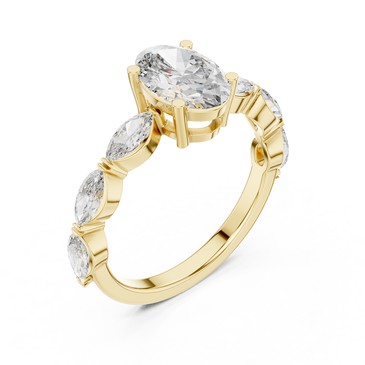 Mixed Shape Lab Grown Diamond Side Stone Ring