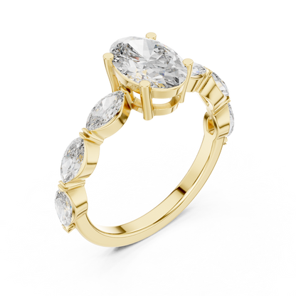 Mixed Shape Lab Grown Diamond Side Stone Ring