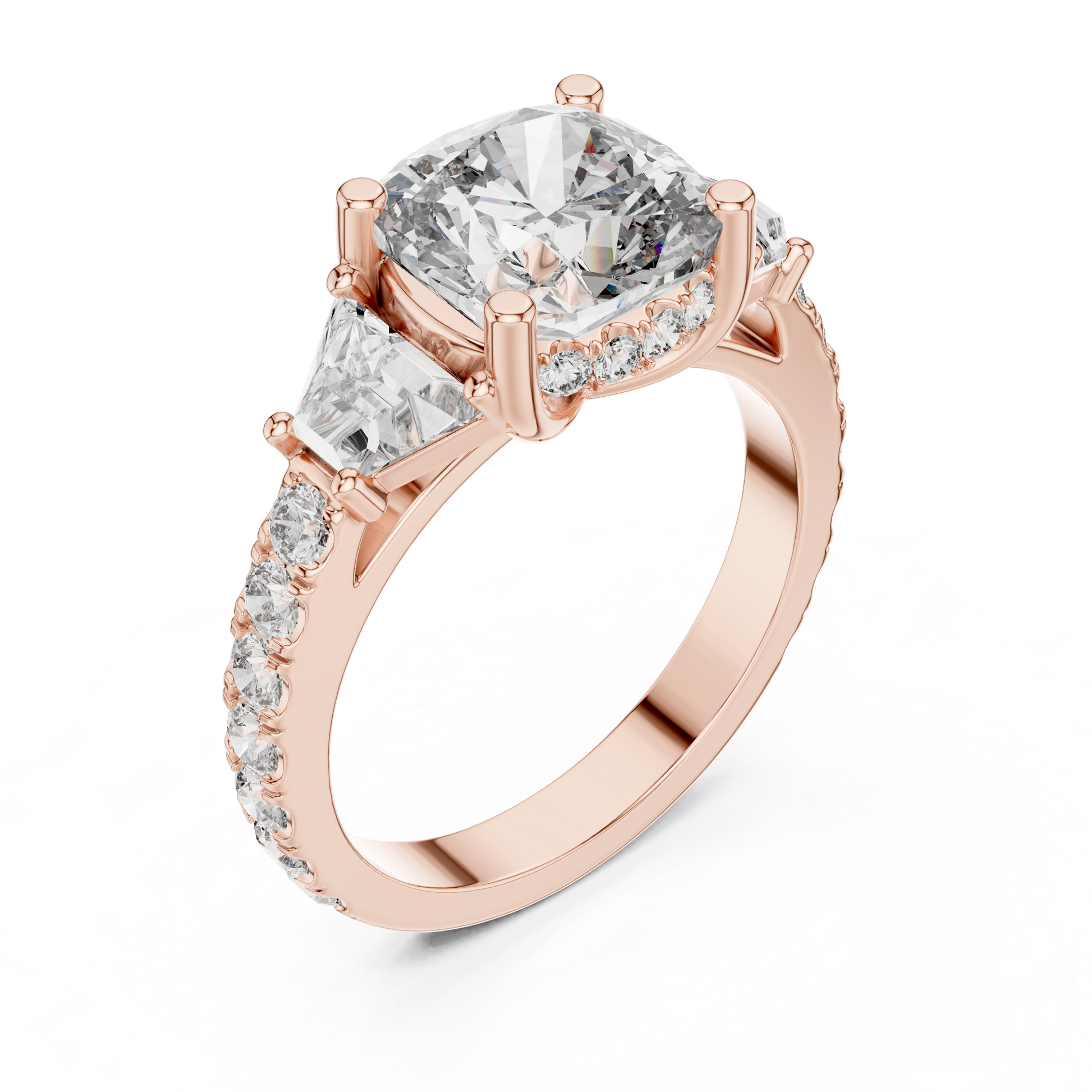 Mixed Shape Lab Grown Diamond Side Stone Ring