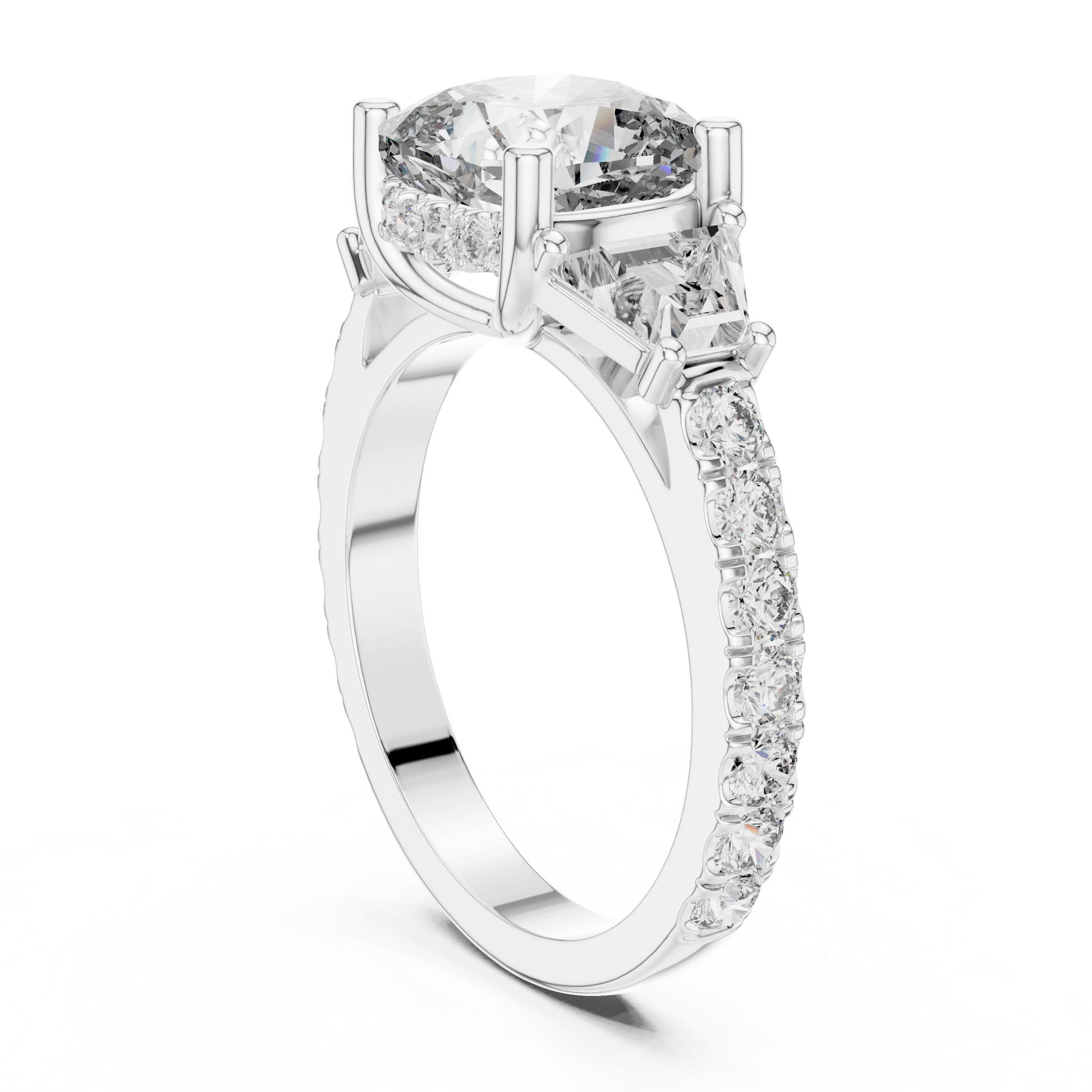 Mixed Shape Lab Grown Diamond Side Stone Ring