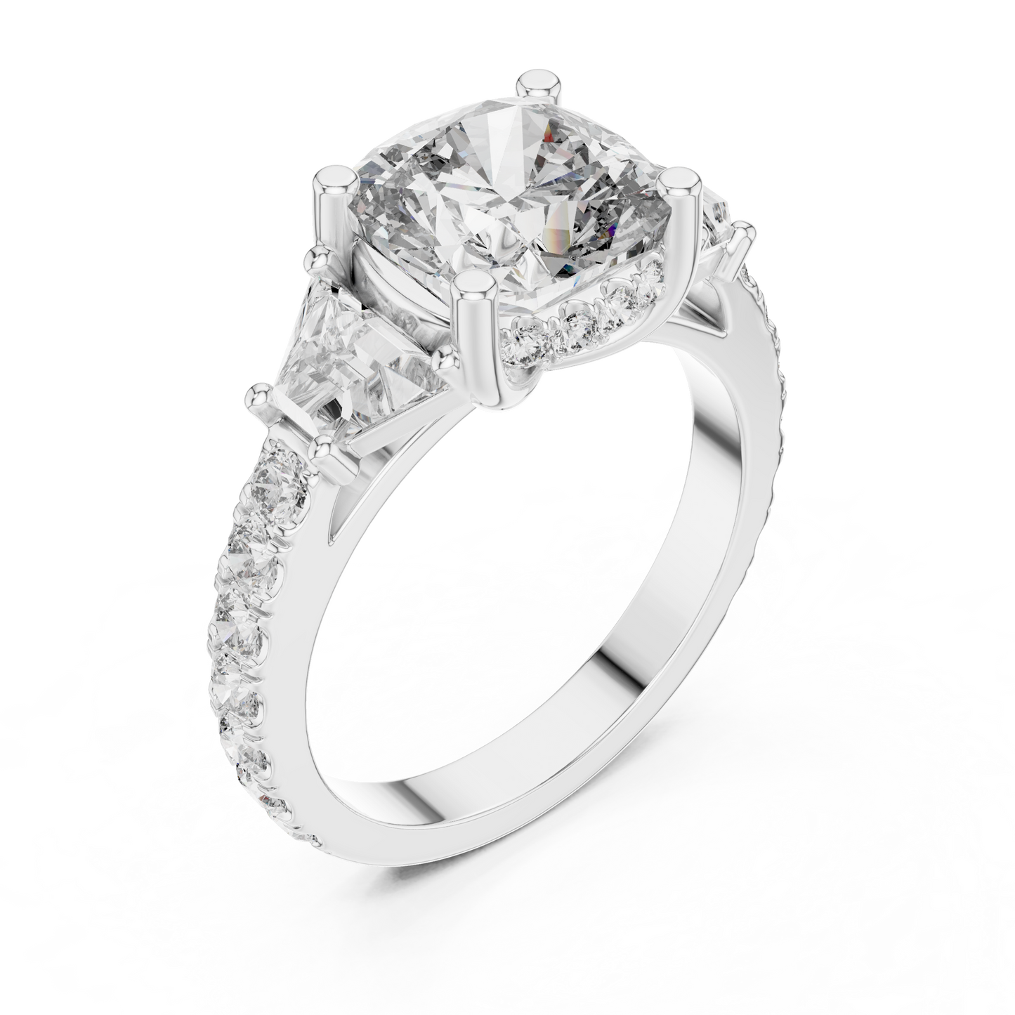 Mixed Shape Lab Grown Diamond Side Stone Ring