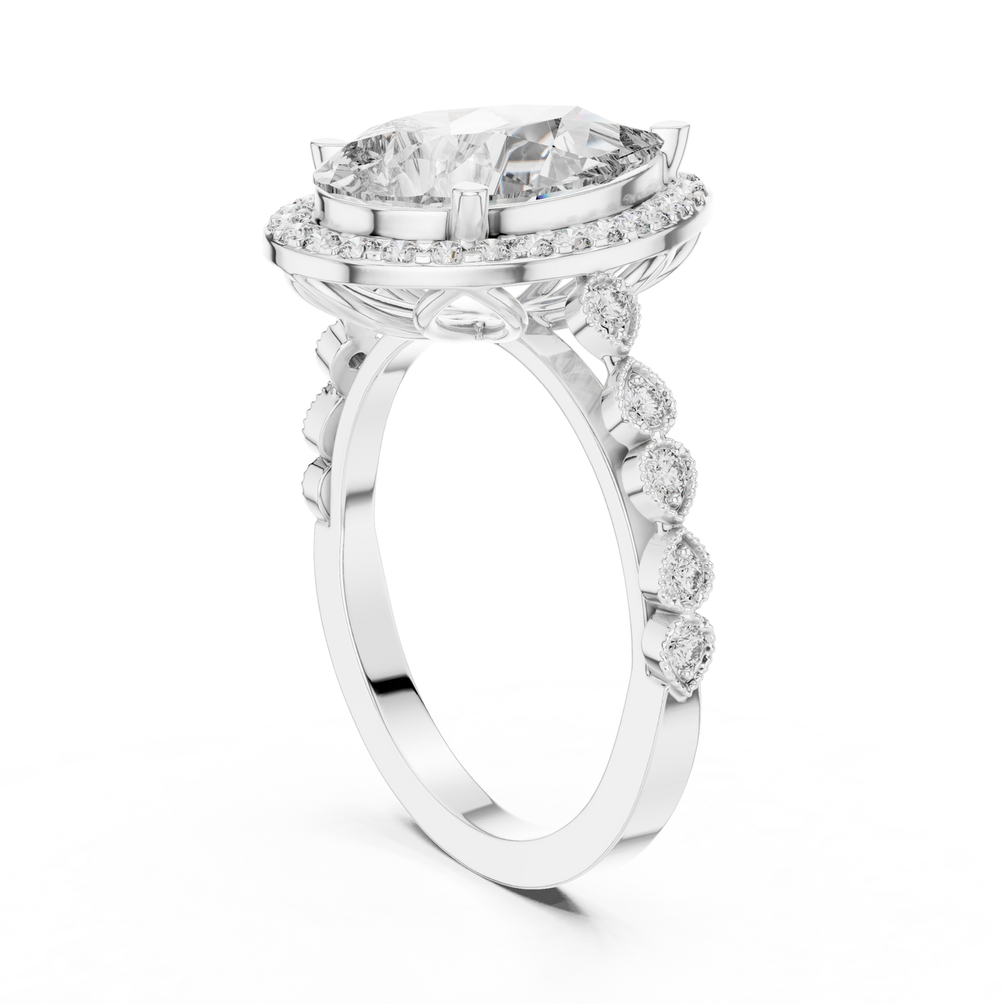 Mixed Shape Lab Grown Diamond Halo Ring