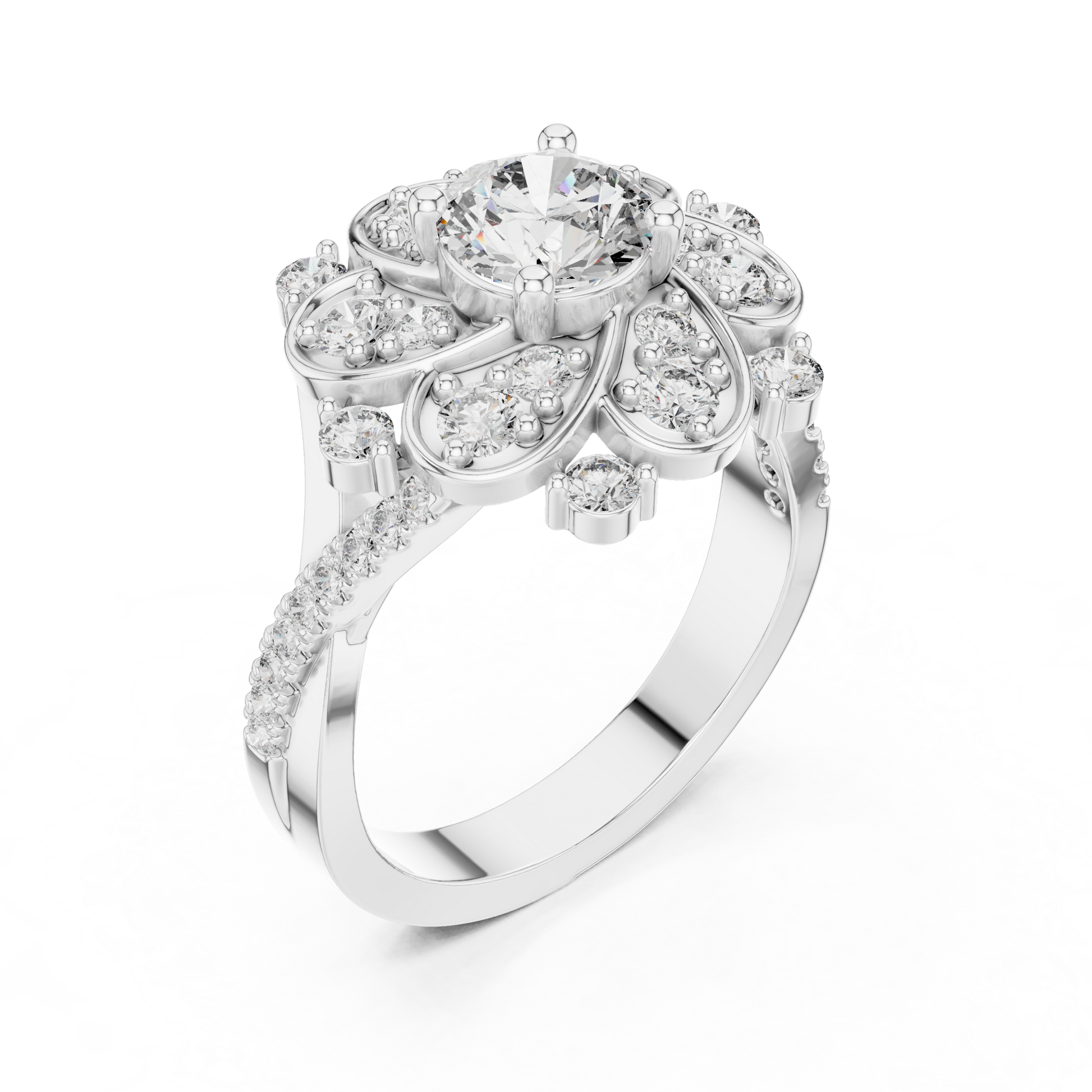 Round Halo Lab Grown Diamond Ring