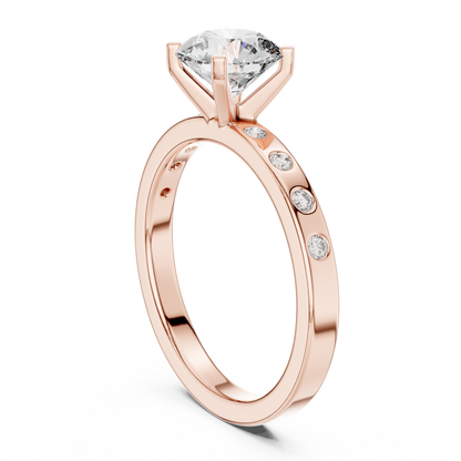 Round Side Stone Lab Grown Diamond Ring