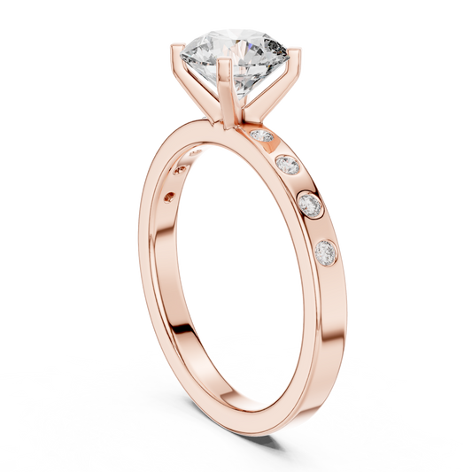 Round Side Stone Lab Grown Diamond Ring