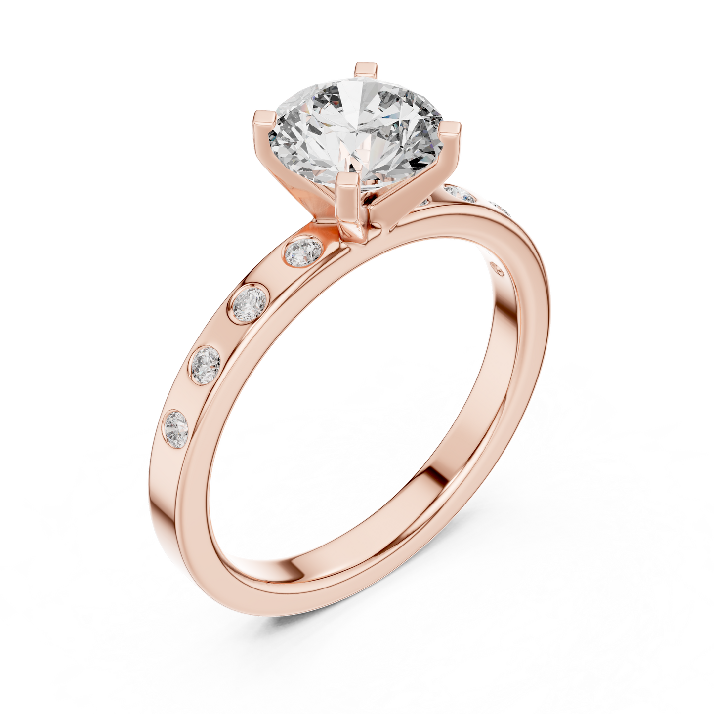 Round Side Stone Lab Grown Diamond Ring
