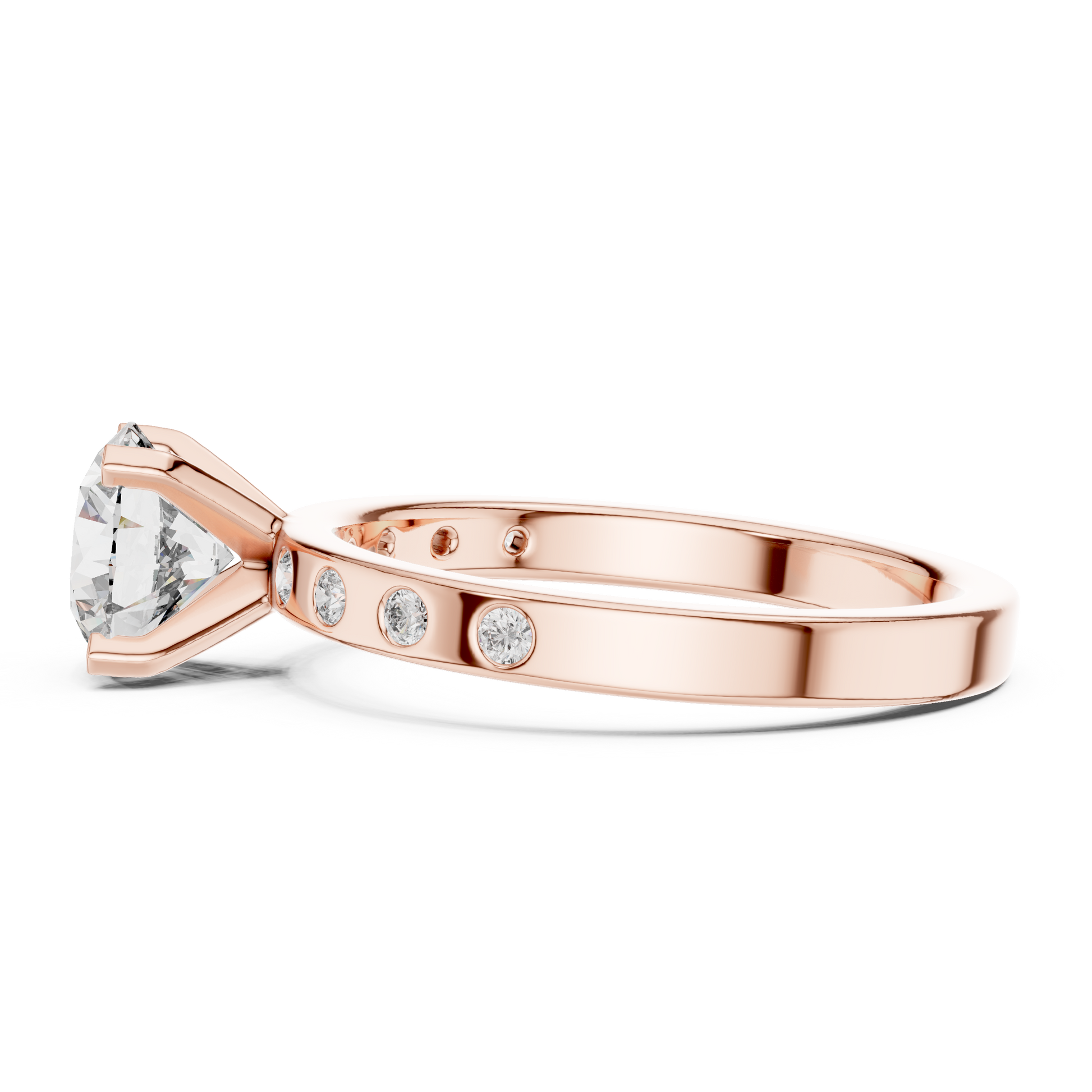 Round Side Stone Lab Grown Diamond Ring