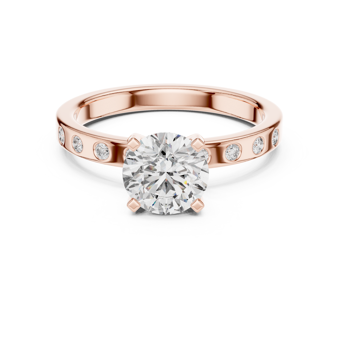 Round Side Stone Lab Grown Diamond Ring