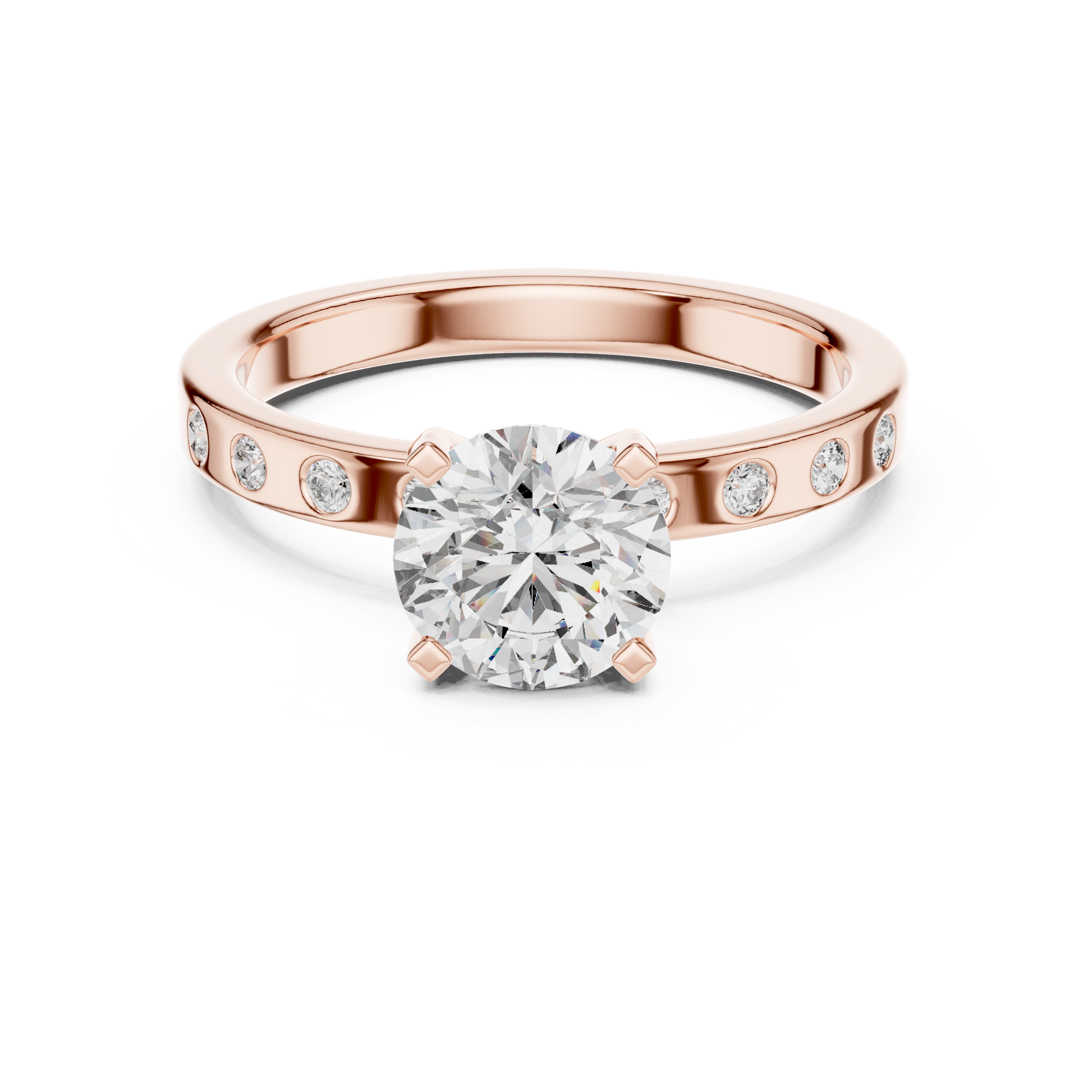 Round Side Stone Lab Grown Diamond Ring