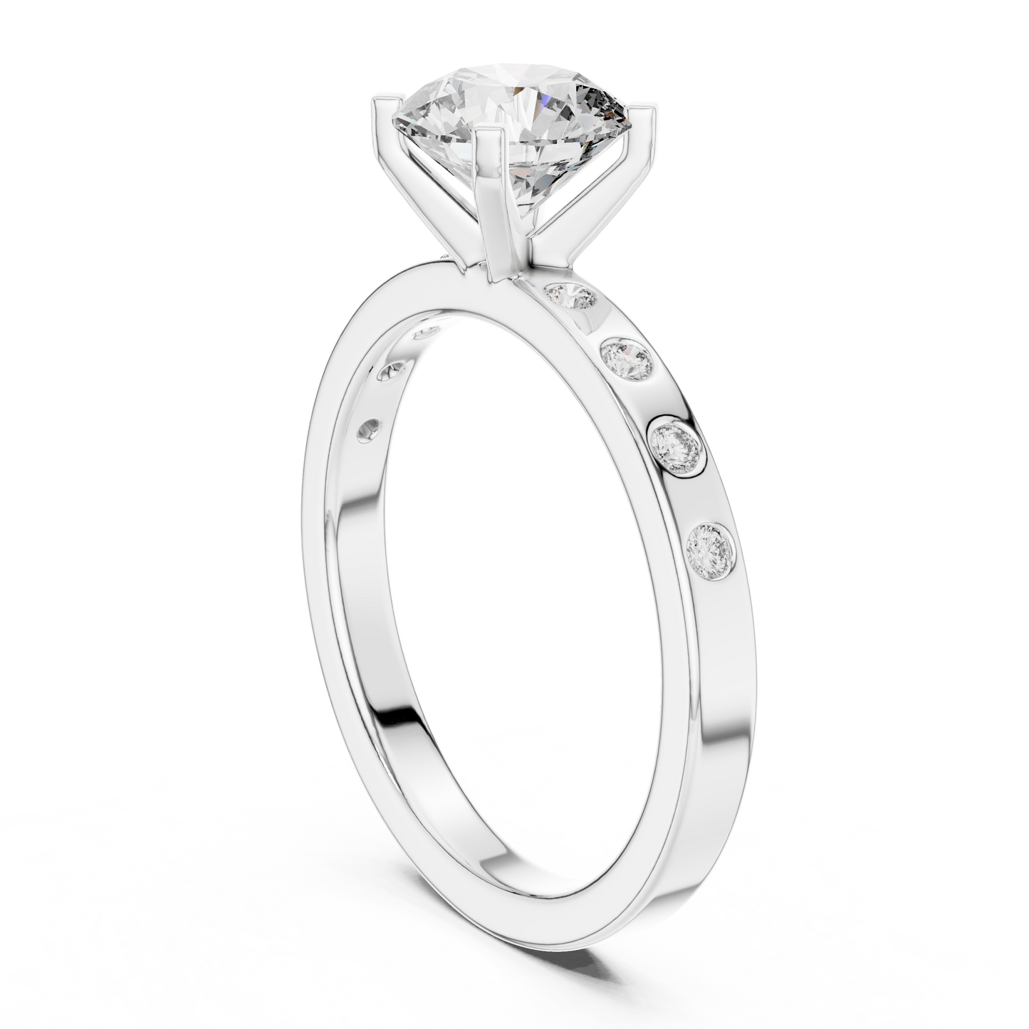 Round Side Stone Lab Grown Diamond Ring