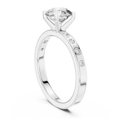 Round Side Stone Lab Grown Diamond Ring