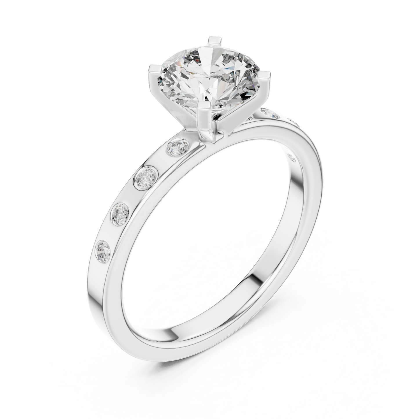 Round Side Stone Lab Grown Diamond Ring