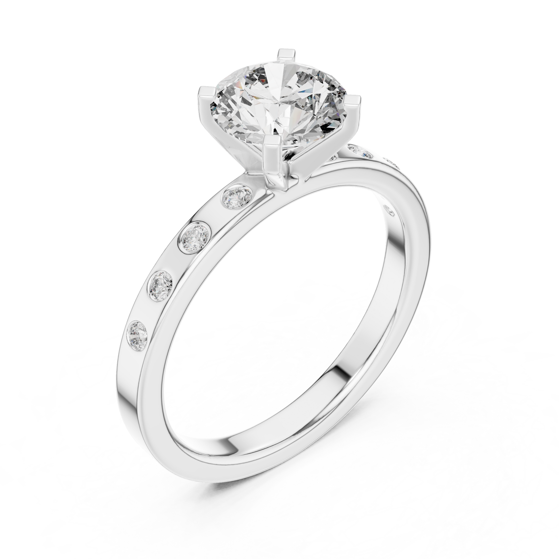 Round Side Stone Lab Grown Diamond Ring