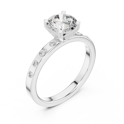 Round Side Stone Lab Grown Diamond Ring