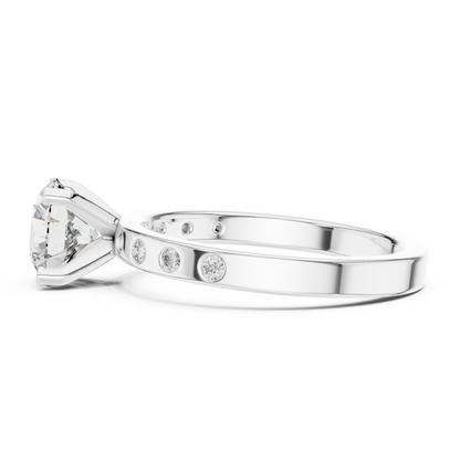 Round Side Stone Lab Grown Diamond Ring