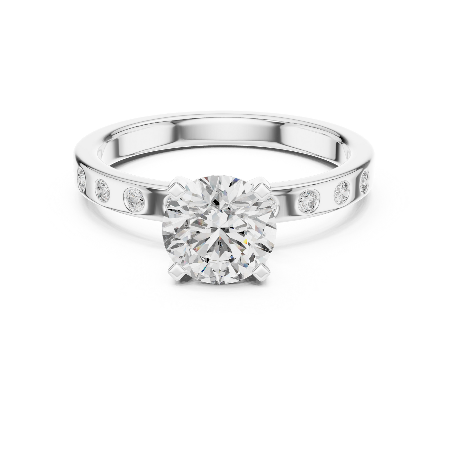 Round Side Stone Lab Grown Diamond Ring