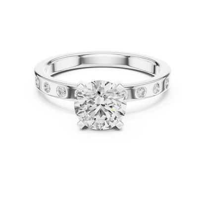 Round Side Stone Lab Grown Diamond Ring