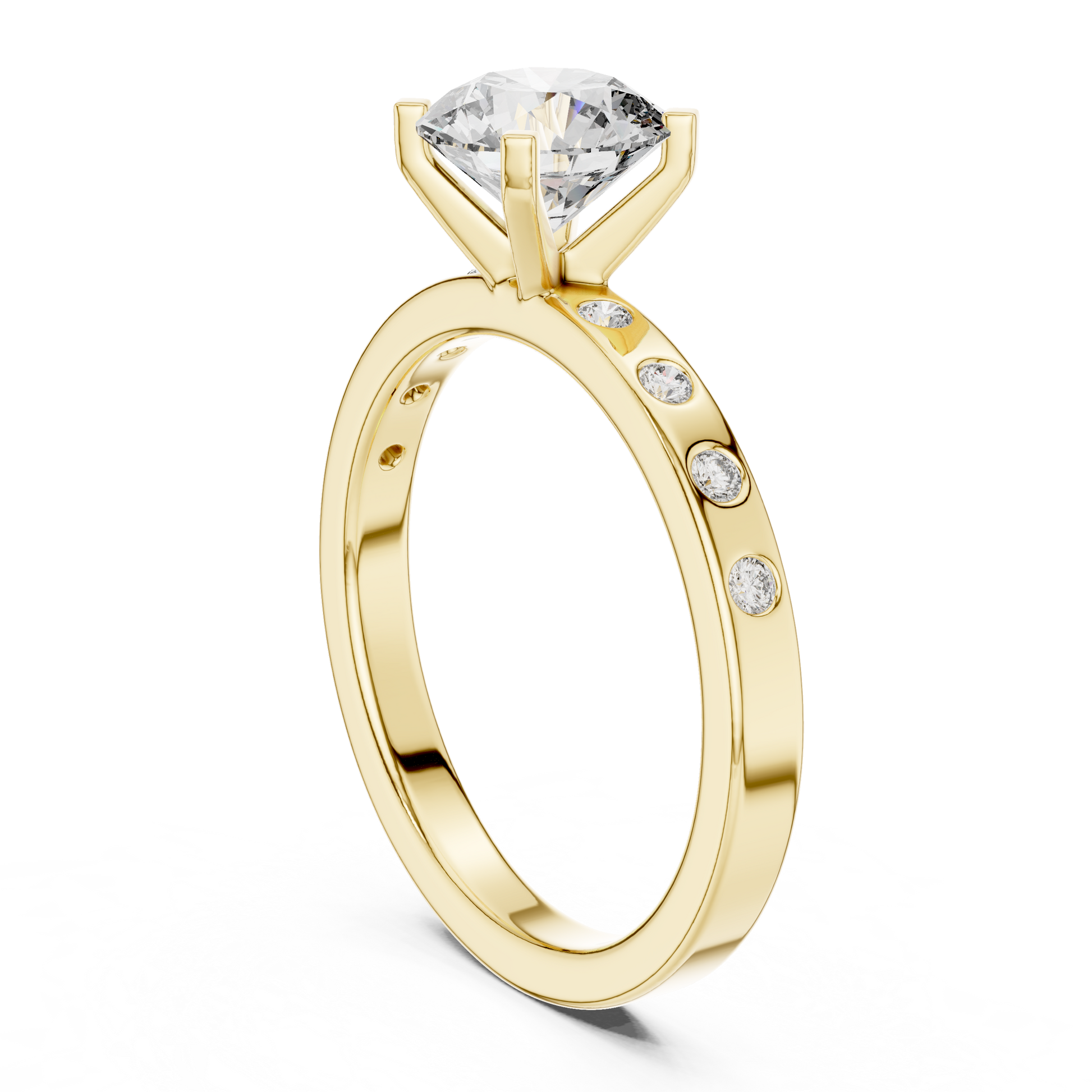 Round Side Stone Lab Grown Diamond Ring