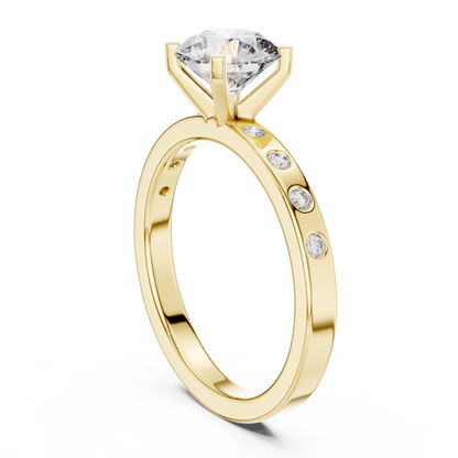 Round Side Stone Lab Grown Diamond Ring
