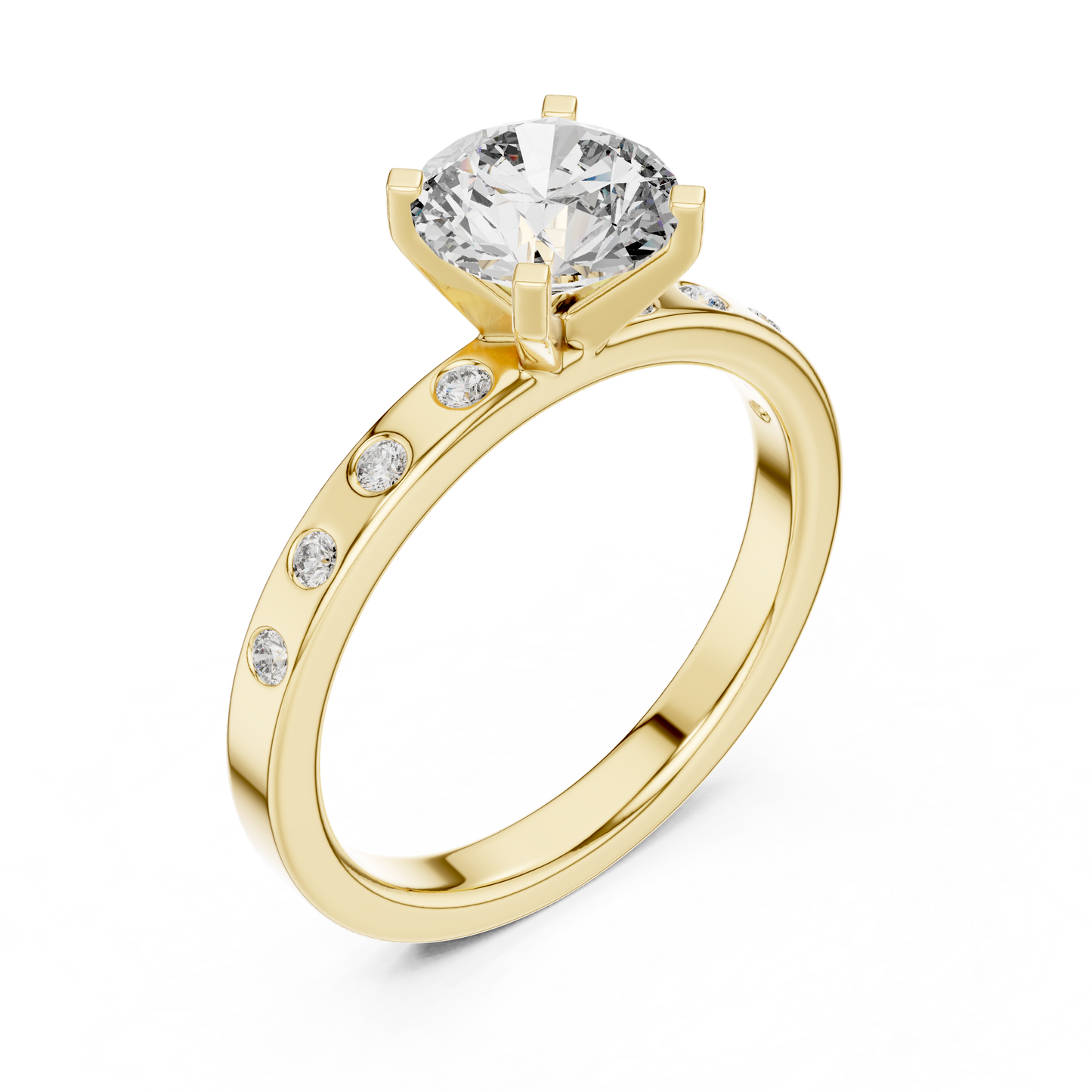 Round Side Stone Lab Grown Diamond Ring