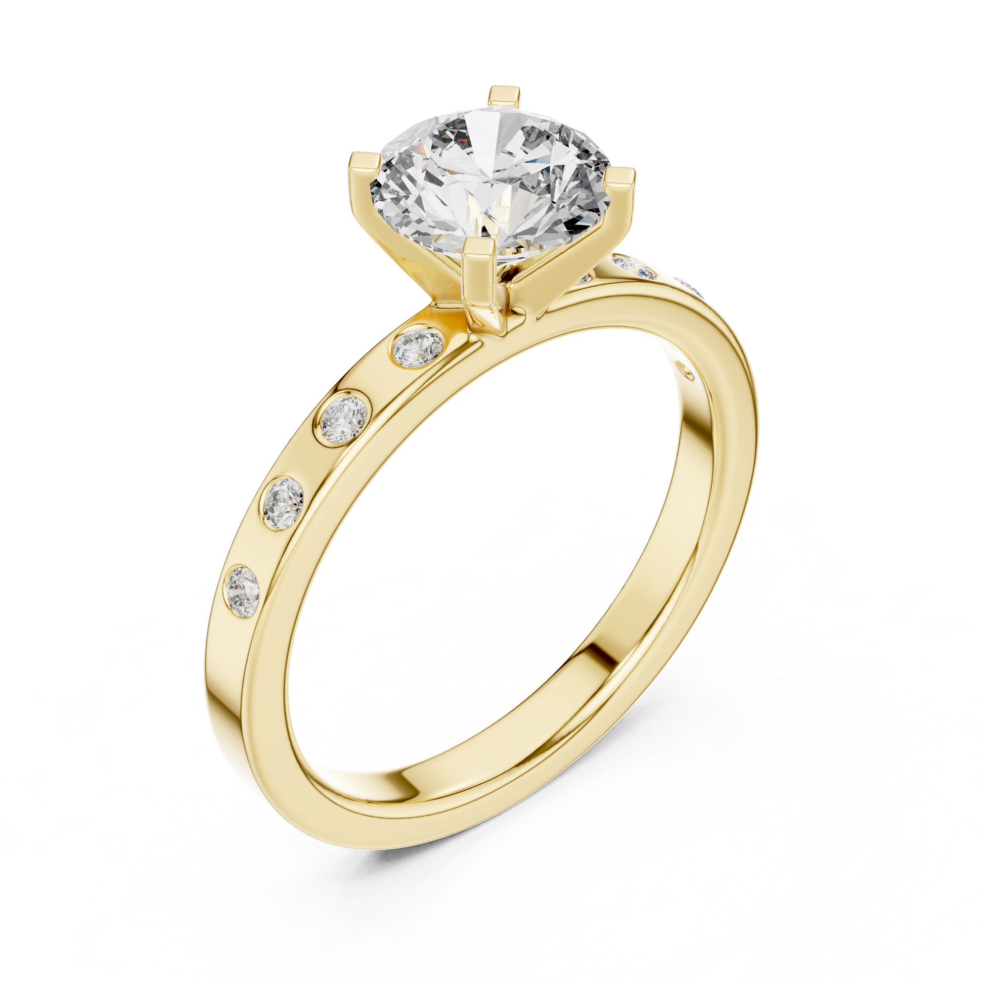 Round Side Stone Lab Grown Diamond Ring