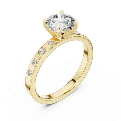 Round Side Stone Lab Grown Diamond Ring