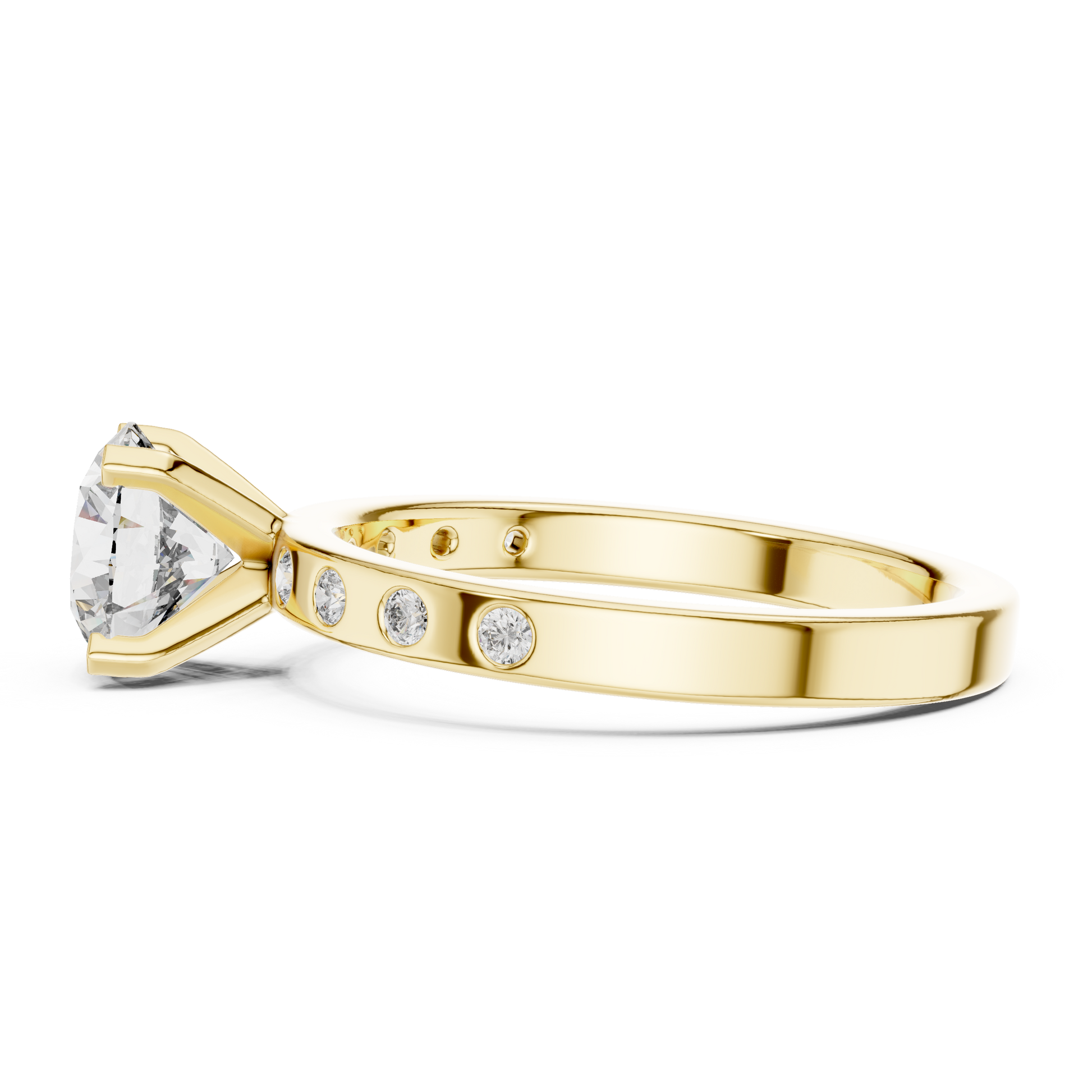 Round Side Stone Lab Grown Diamond Ring