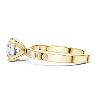 Round Side Stone Lab Grown Diamond Ring