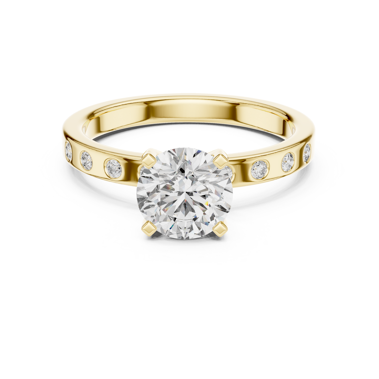 Round Side Stone Lab Grown Diamond Ring