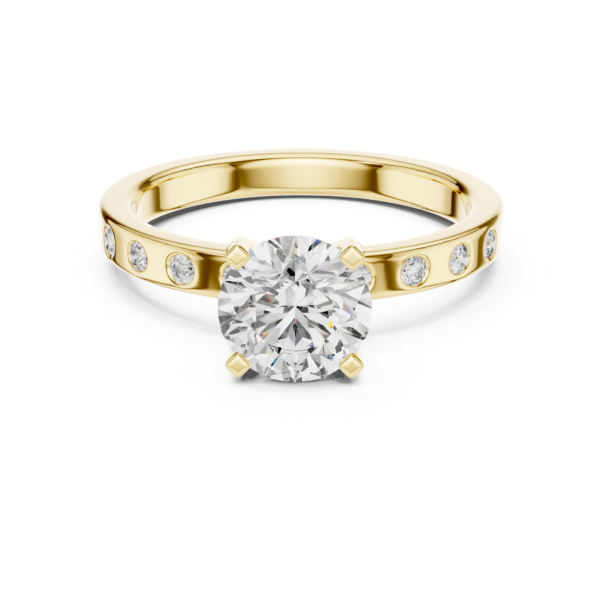 Round Side Stone Lab Grown Diamond Ring
