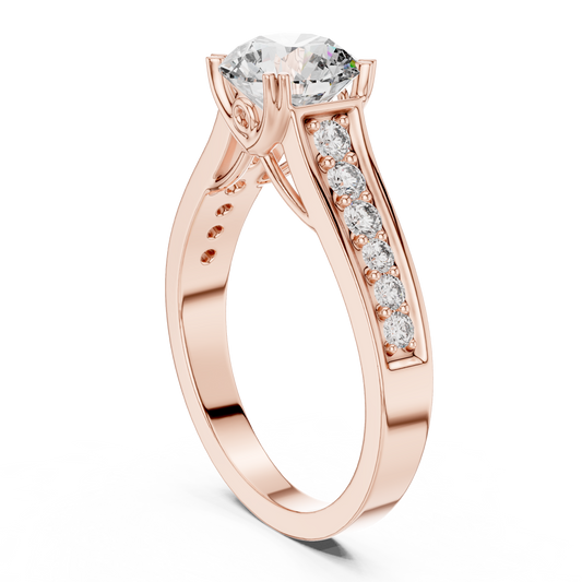 Round Side Stone Lab Grown Diamond Ring