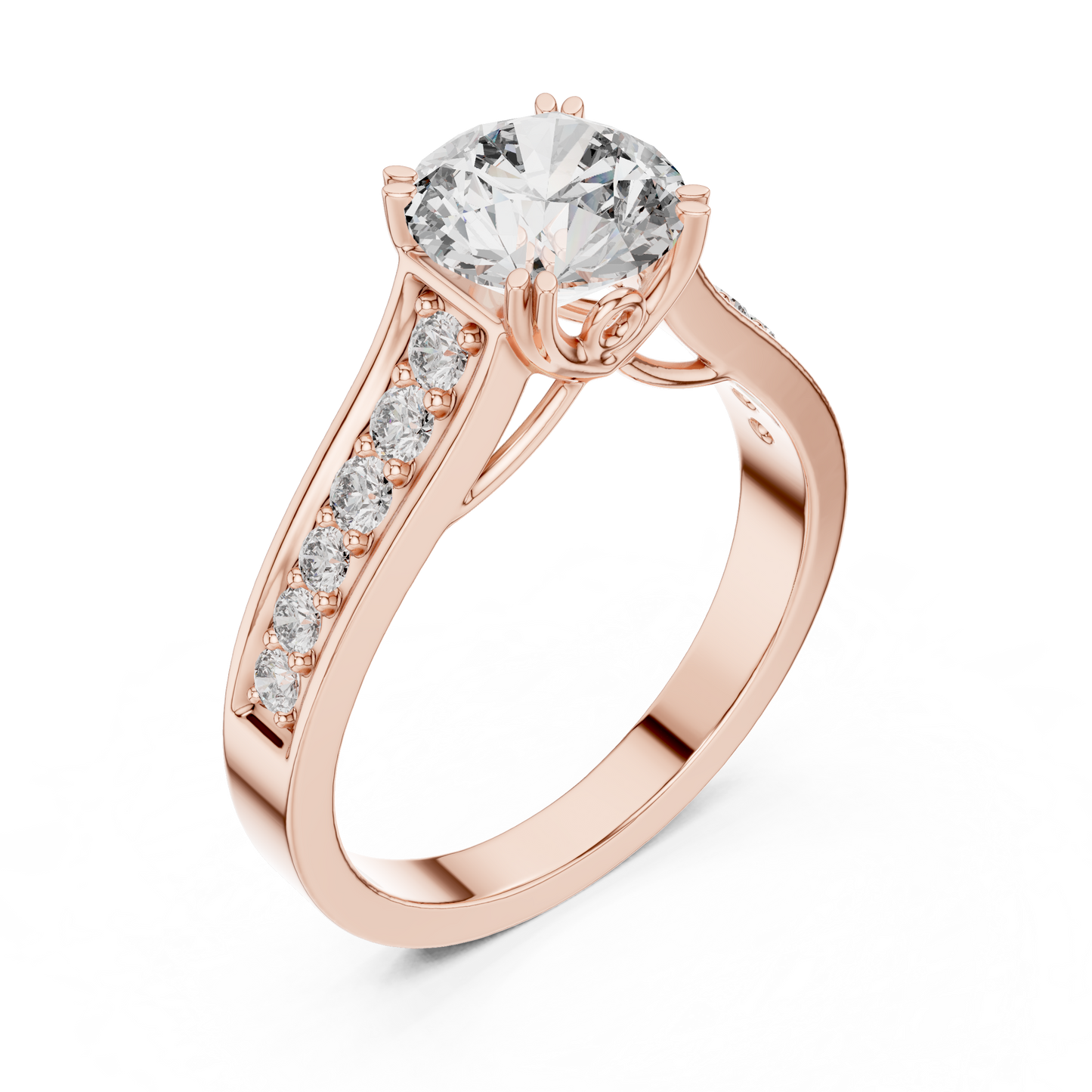 Round Side Stone Lab Grown Diamond Ring